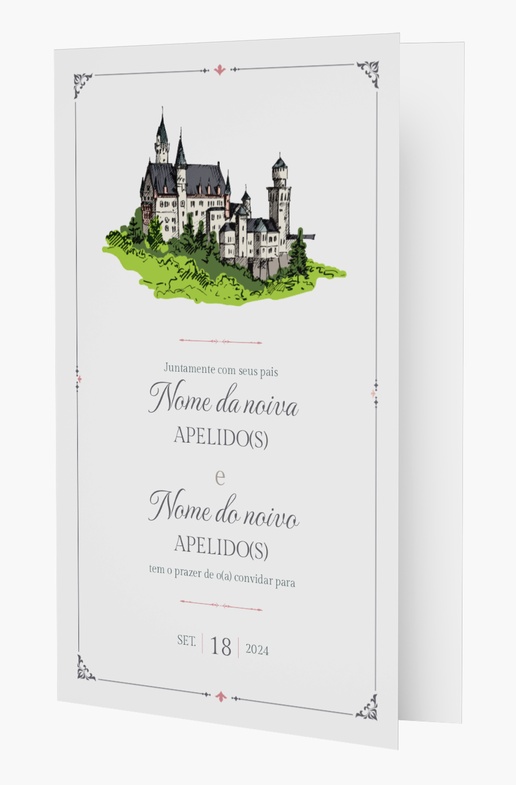 Pré-visualização do design de Modelos e designs de convites de casamento para tradicional e clássico, Com dobra 18,2 x 11,7 cm