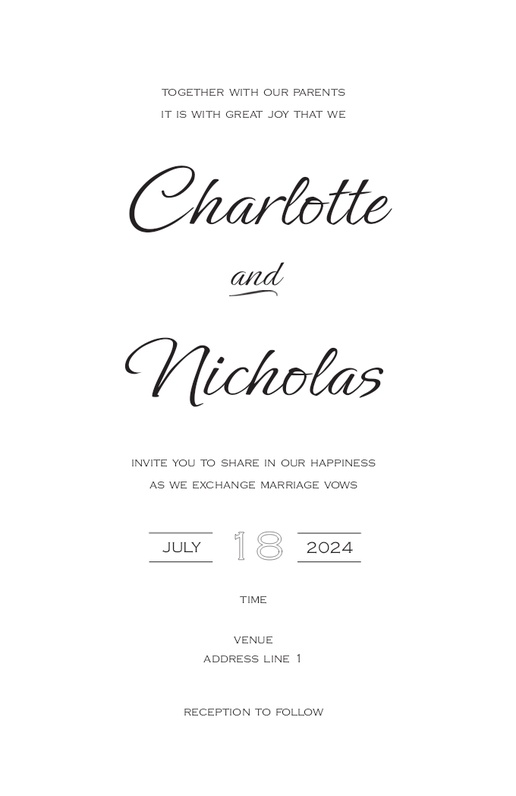 A focus on names wedding invitation cream white design for Theme