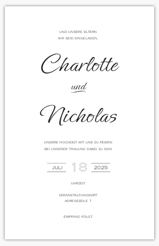 Designvorschau für Hochzeitseinladungen, Flach 18.2 x 11.7 cm