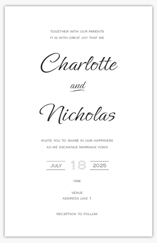 Design Preview for Traditional & Classic Wedding Invitations Templates, 4.6" x 7.2" Flat