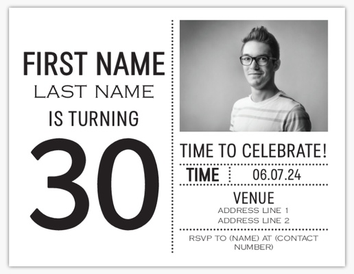 Design Preview for Milestone Birthday Invitations & Announcements Templates, 5.5" x 4" Flat