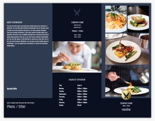 Design Preview for Design Gallery: Food Catering Custom Menus, Tri-Fold Menu