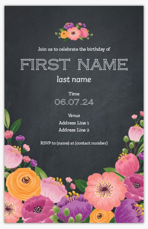 Design Preview for Birthday Invitations & Announcements Templates, 4.6” x 7.2” Flat