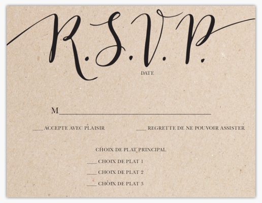Aperçu du graphisme pour Galerie de modèles : Cartes de réponse de mariage, Rustiques, 5.5" x 4" Flat