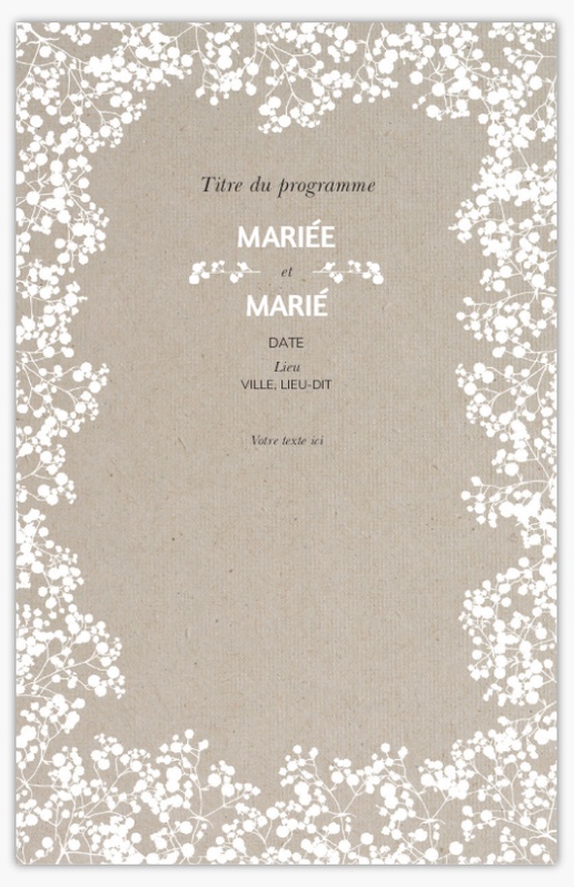 Aperçu du graphisme pour Programmes de mariage, 21,6 x 13,9 cm