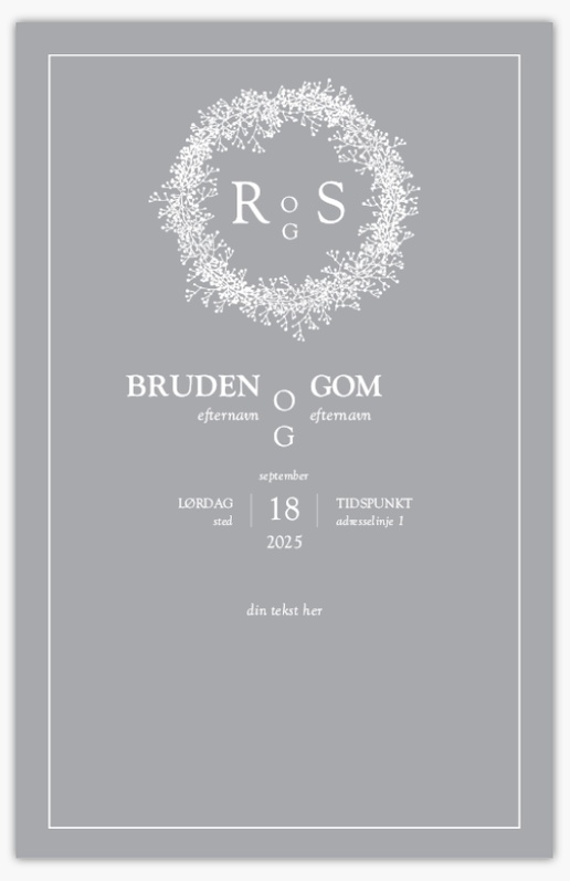 Forhåndsvisning af design for Designgalleri: Elegante Bryllupsprogrammer, 21,6 x 13,9 cm
