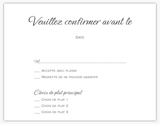 Aperçu du graphisme pour Galerie de modèles : Cartes de réponse de mariage, Traditionnel & Classique, 5.5" x 4" Flat