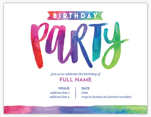 Design Preview for Teen Birthday Invitations & Announcements Templates, 5.5" x 4" Flat