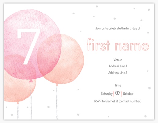 Design Preview for Birthday Invitations & Announcements Templates, 5.5" x 4" Flat