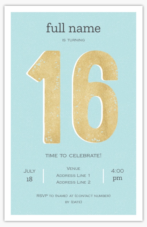 Design Preview for Sweet 16 Invitations & Announcements Templates, 4.6” x 7.2” Flat