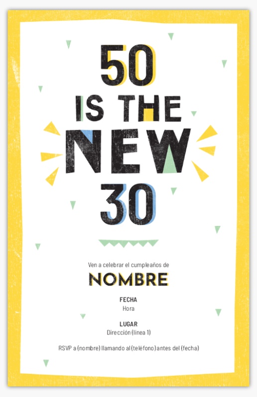 Un 50º Los 50 son los nuevos 30 diseño blanco amarillo para Tema