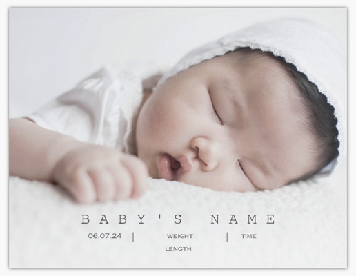 Design Preview for Birth Announcement Cards, 13.9 x 10.7 cm