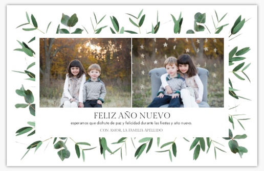 Un frontera eucalipto diseño blanco verde para Año Nuevo con 2 imágenes