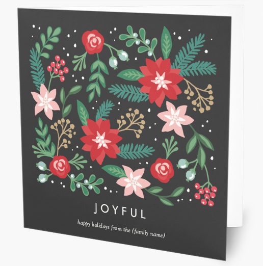 Design Preview for Design Gallery: Floral Christmas Cards, Folded 5.5" x 5.5" 