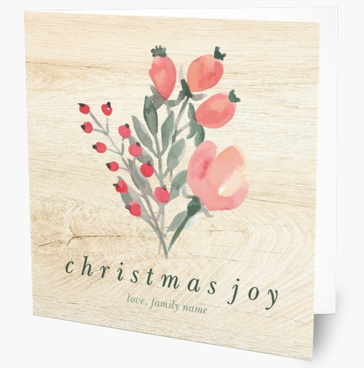 Design Preview for Floral Christmas Cards Templates, Folded 5.5" x 5.5" 