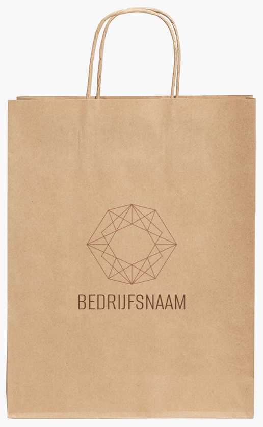 Voorvertoning ontwerp voor Ontwerpgalerij: Marketing en PR Kraftpapieren tassen, 24 x 11 x 31 cm