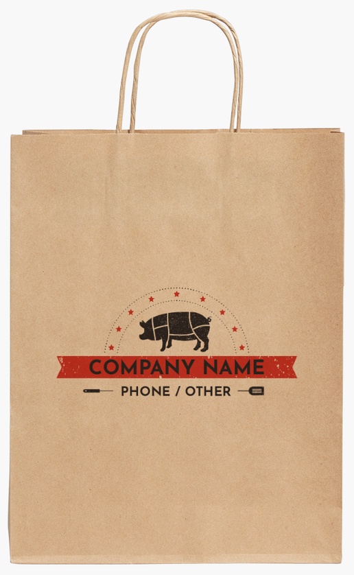 Design Preview for Design Gallery: Butcher Shops Standard Kraft Paper Bags, 24 x 11 x 31 cm