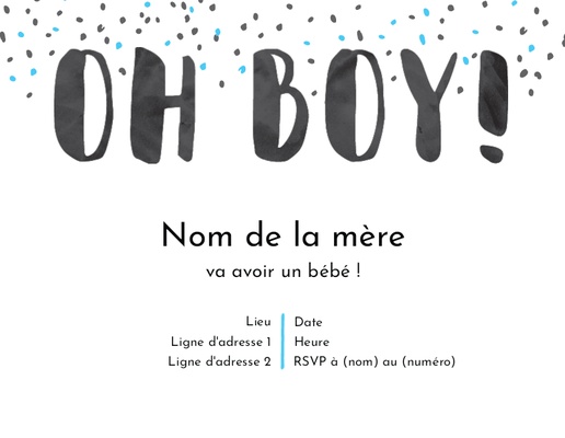 Aperçu du graphisme pour Galerie de modèles : cartons d’invitation baby shower pour garçon, 13,9 x 10,7 cm