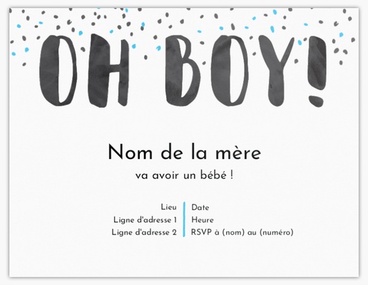 Aperçu du graphisme pour Galerie de modèles : cartons d’invitation baby shower pour garçon, 13,9 x 10,7 cm