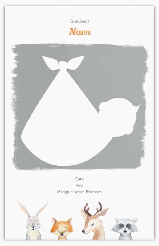 Forhåndsvisning av design for Designgalleri: Rustikk Fødselskunngjøringer, 18.2 x 11.7 cm