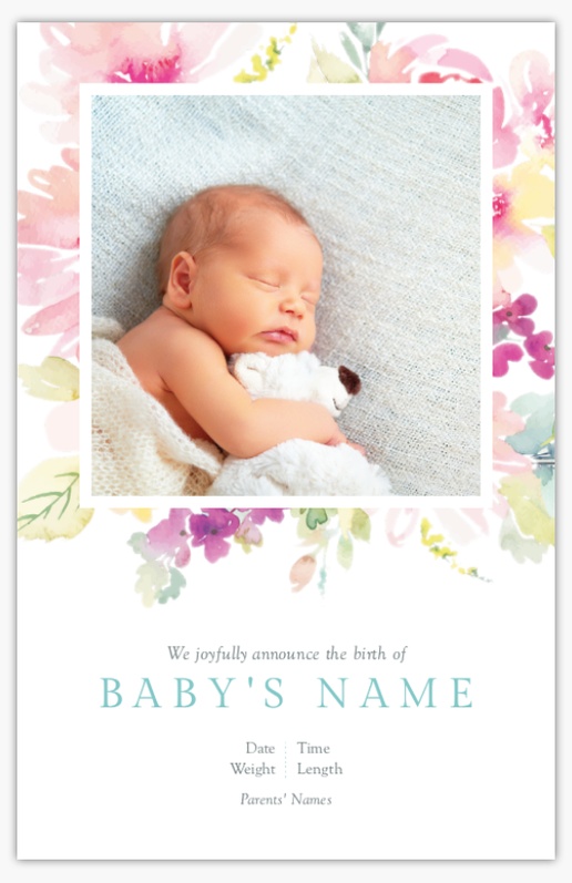 A card botanicals white gray design for Baby with 1 uploads