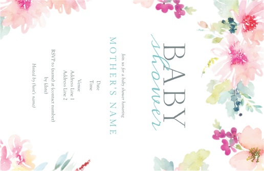 A floral baby shower flowers white gray design for Baby Shower