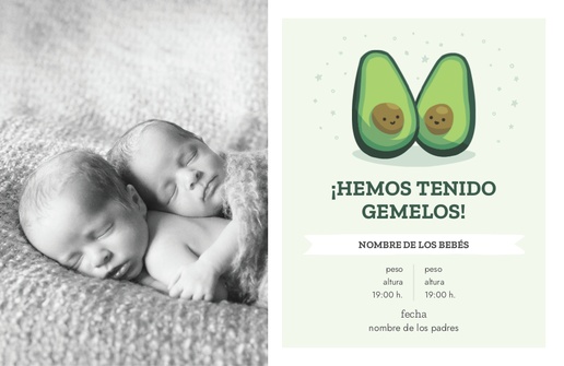 Un anuncio de bebé gemelo anuncio del bebé gemelos diseño blanco crema para Gemelos o más con 1 imágenes