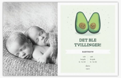 Forhåndsvisning av design for Designgalleri: Tvillinger og fler Fødselskunngjøringer, 18.2 x 11.7 cm