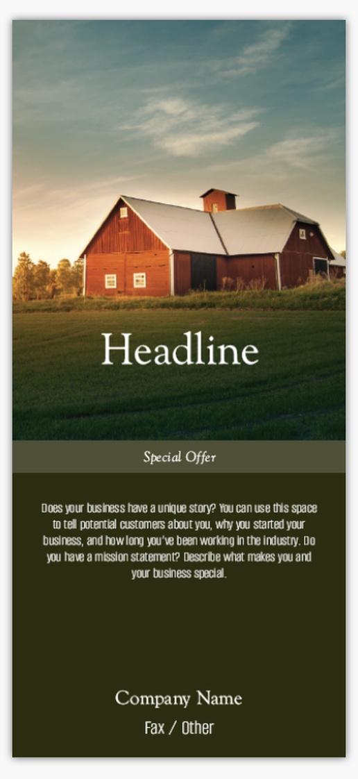 Design Preview for Agriculture & Farming Custom Rack Cards Templates