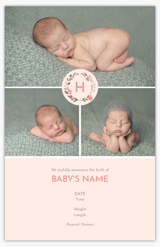 Design Preview for Birth Announcements Invitations & Announcements Templates, 4.6” x 7.2” Flat