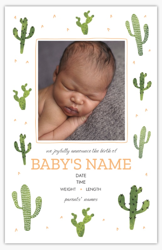 A cute plants green yellow design for Birth Announcements with 1 uploads