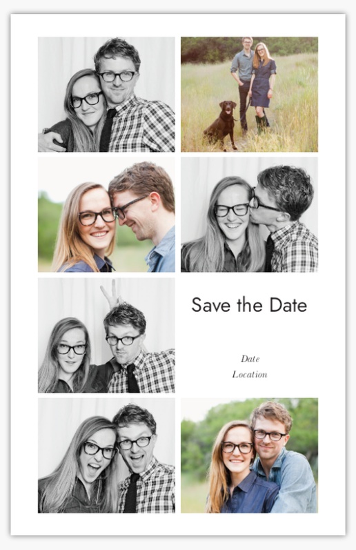 A save the date photo grid white gray design for Save the Date with 7 uploads