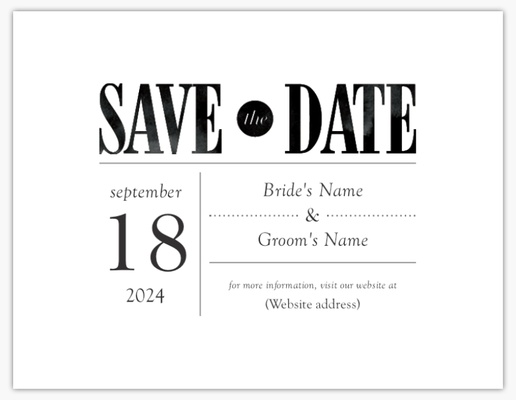 A type focused wedding save the date white black design for Save the Date