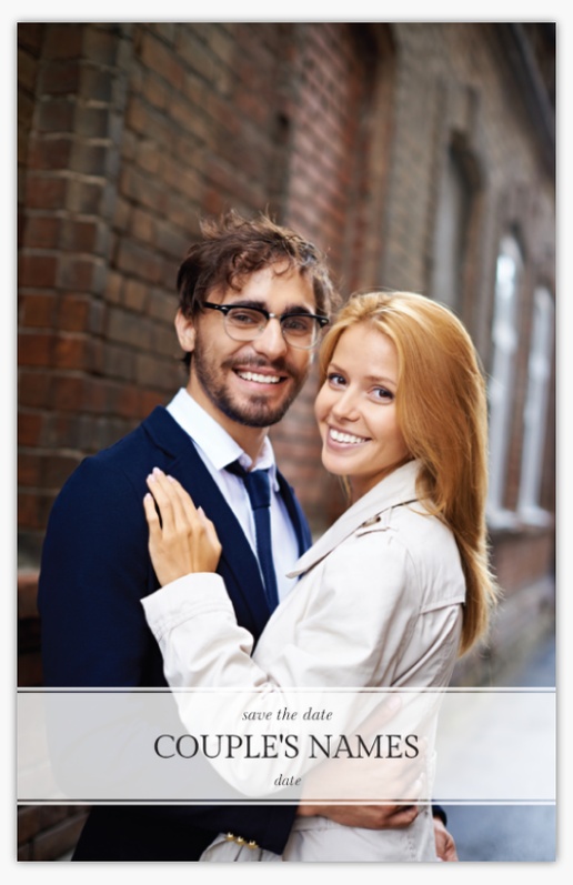 A 1 picture wedding save the date white gray design for Traditional & Classic with 1 uploads