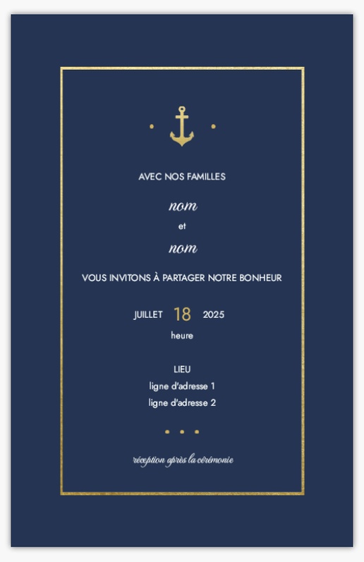 Aperçu du graphisme pour Galerie de modèles : faire-part de mariage pour marin, Non pliées 18.2 x 11.7 cm