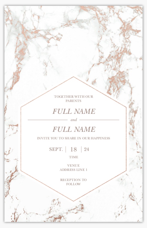 A white marble wedding invitation white design for Winter