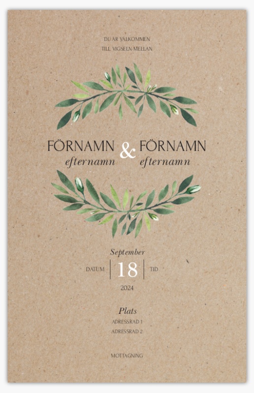 Förhandsgranskning av design för Designgalleri: Rustikt Bröllopsinbjudningar, Enkelt 18.2 x 11.7 cm