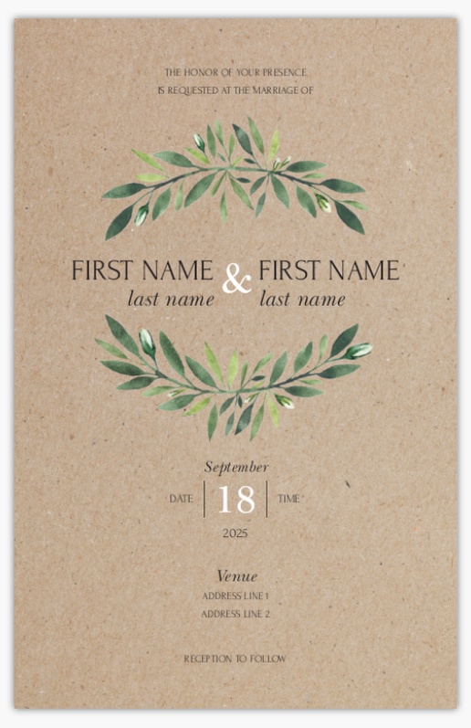 Design Preview for Wedding Invitation Templates, Flat 18.2 x 11.7 cm