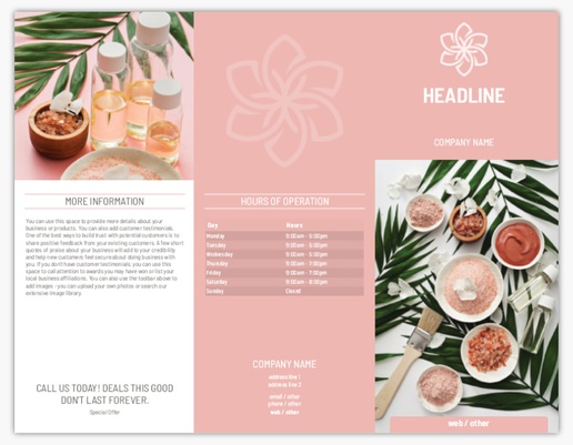 Design Preview for Beauty & Spa Custom Menus Templates, Tri-Fold Menu