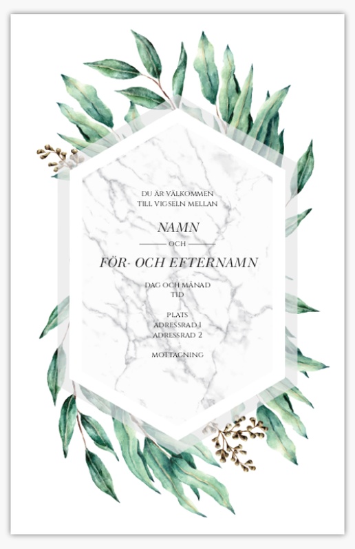 Förhandsgranskning av design för Designgalleri: Lövverk Bröllopsinbjudningar, Enkelt 18.2 x 11.7 cm