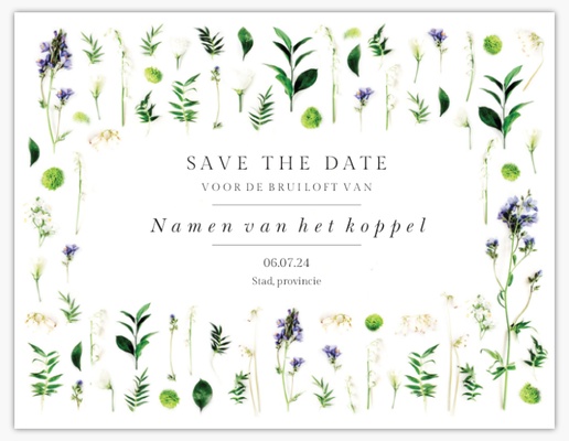 Voorvertoning ontwerp voor Ontwerpgalerij: Bloemen Save-the-date kaarten, 13,9 x 10,7 cm
