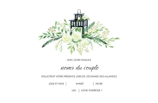 Aperçu du graphisme pour Galerie de modèles : faire-part de mariage pour végétation, Non pliées 18.2 x 11.7 cm