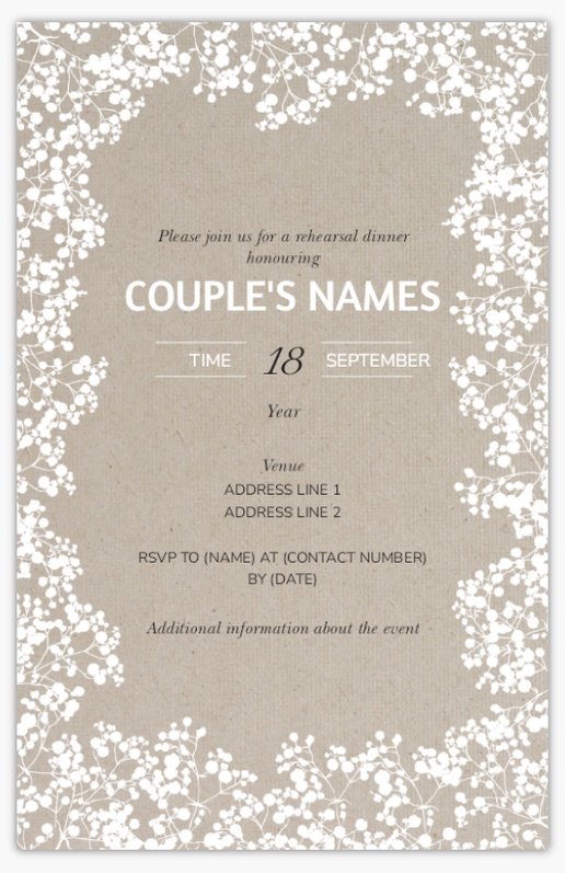 Design Preview for Rehearsal Dinner Invitations & Announcements Templates, 4.6” x 7.2” Flat