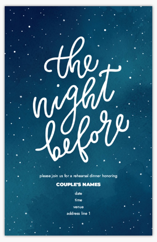 A typography elegant blue design for Rehearsal Dinner