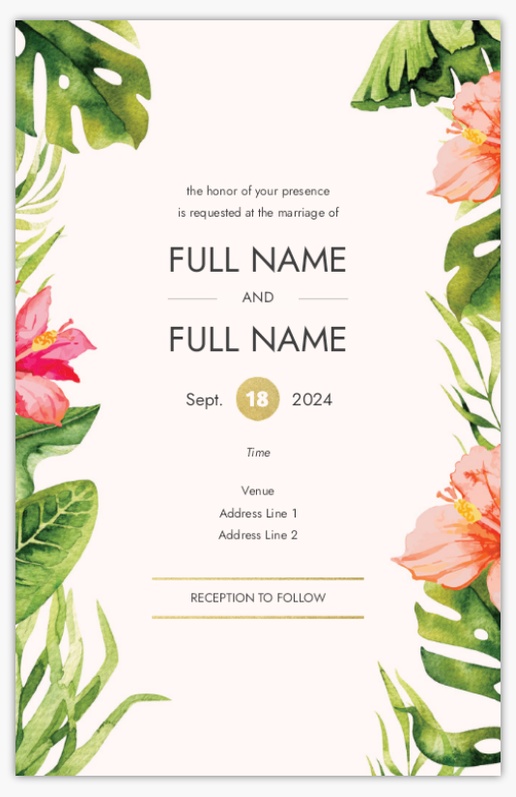 Design Preview for Wedding Invitation Templates, Flat 18.2 x 11.7 cm