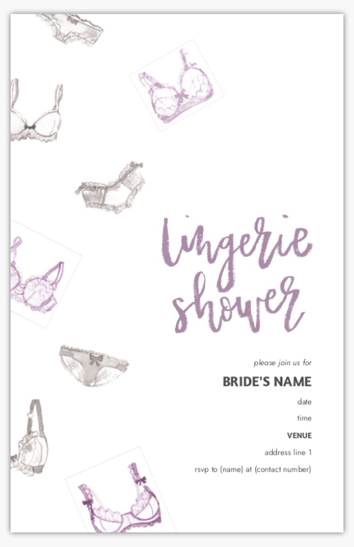 A undies bridal shower white purple design for Bridal Shower