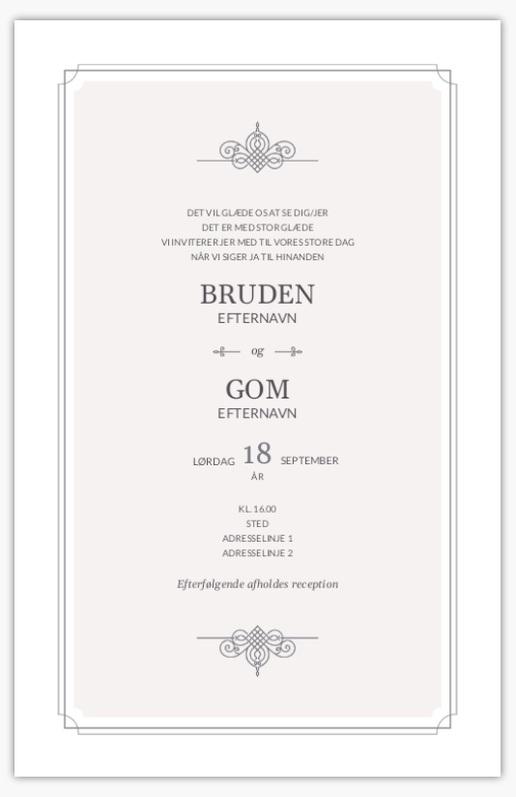 Forhåndsvisning af design for Designgalleri: Traditionelt og klassisk Bryllupsinvitationer, Enkeltsidet 21.6 x 13.9 cm