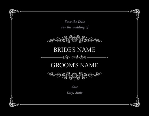 A wedding save the date conservative black design for Season
