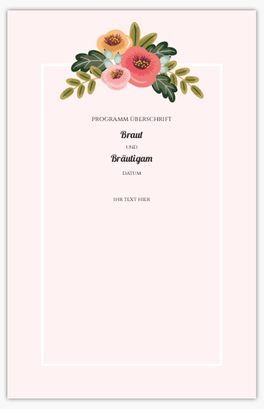 Designvorschau für Designgalerie: Hochzeitsprogramme, 21,6 x 13,9 cm