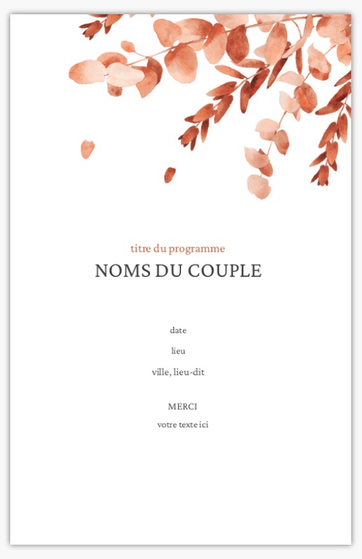 Aperçu du graphisme pour Galerie de modèles : programmes de mariage, 21,6 x 13,9 cm